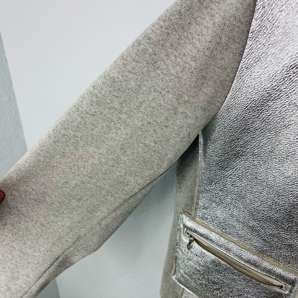 Majestic Filatures Women's Jacket with Metallic Leather Front Pockets - Picture 4 of 11